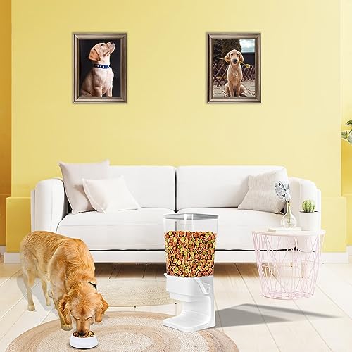 Dog Food Storage Container, 5-7 lb Pet Food Storage Containers, Downward-pressing Large Outlet Suitable for Dog, Cat, Bird Dispenser, White
