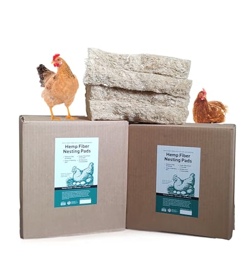 (New) Naturally Grown US Hemp Fiber Chicken Nesting Pads, for Hen Nesting Boxes or Chicken Coops. Super Absorbent, Nest Forming, Thermoretentive and Sustainable. 12”x12” (10 pack). Made in the USA.