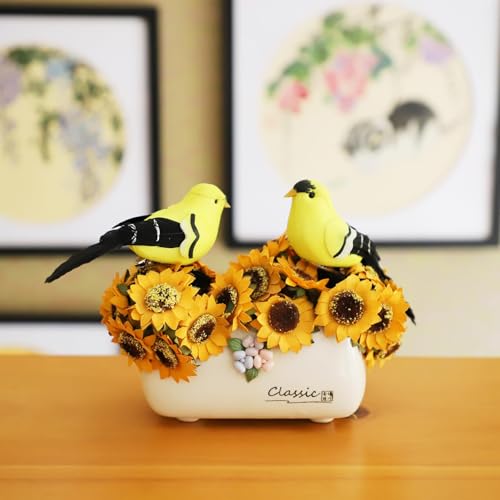 LWINGFLYER Artificial Birds Realistic Yellow Goldfinch 2 Pack Clip on Foam Feathered Bird Ornaments Figurines for Christmas Tree Decoration Wreaths Crafts Party Home Decor - color: Yellow Goldfinch Birds