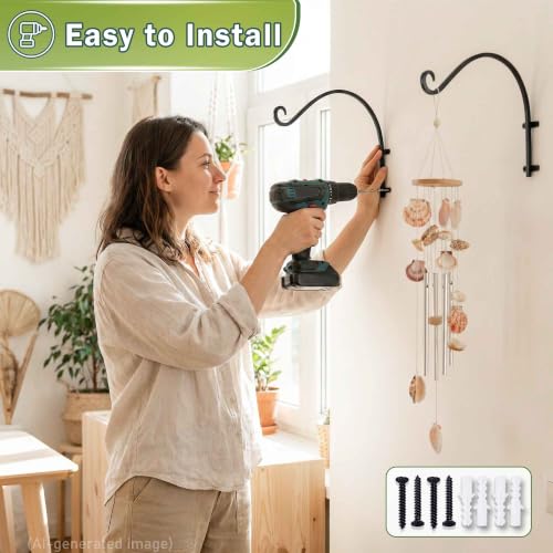 Heavy Duty Hanging Plant Bracket Outdoor: 50lbs 16 Inch Wall Mount Hook | 50 lbs Solid Iron Capacity, Shepherds Hook for Bird Feeder, Weather Resistant Finish, Complete Hardware Kit, Indoor Outdoor - size: 2B-16 Inch