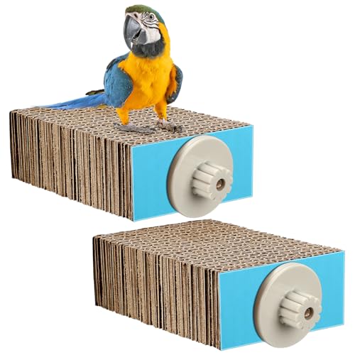 Skyygemm 2 Pieces Parrot Toy Bird Chew Cage Accessories Flat Perch Bird Paw Grinding Stand Parrot Cage Playground for Macaws, Small Parakeets, Conures, Budgies, Finches Conure Cockatiel(Small) - size: Small