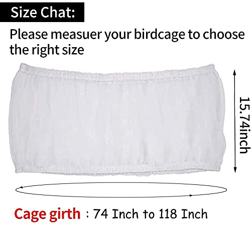 Universal Bird Cage Seed Catcher,Seed Catcher Guard Net Cover,Parrot Nylon Mesh Net Cover,Soft Airy Cage Net Stretchy Skirt for Round Square Cages (Circumference 74 inch to 118 inch，White) - color: Circumference 74 inch to 118 inch,White