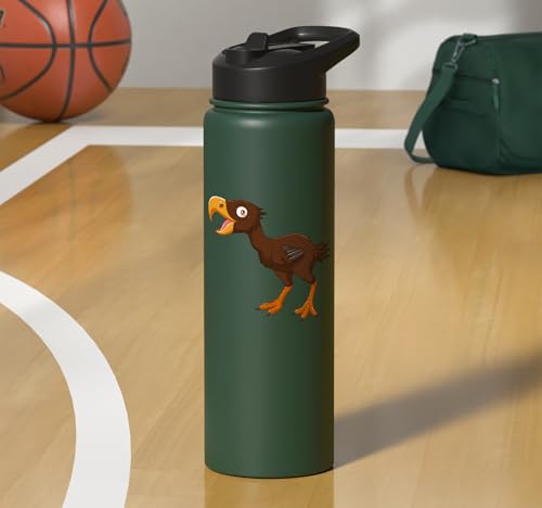 Cute Cartoon Prehistoric Animals Terror Bird For Kids Funny Stainless Steel Insulated Water Bottle - color: Dark Green