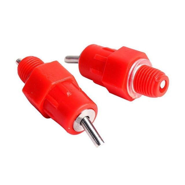 10Pcs Red Chicken Waterer Nipples Automatic Poultry Watering Nipples Chicken Drinkers Easy Installation Used Repeatedly Easy to Store,Poultry Feeding and Watering Supplies