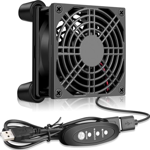 GDSTIME Quiet 80mm USB Computer Fan 5V USB Powered with 3 Speed Control | for Xbox, DVR, Router, Modem, Receiver, TV Box, Mini PC Cooling, L/M/H 3-Degree Speed Controller Included - size: 80mm USB Fan