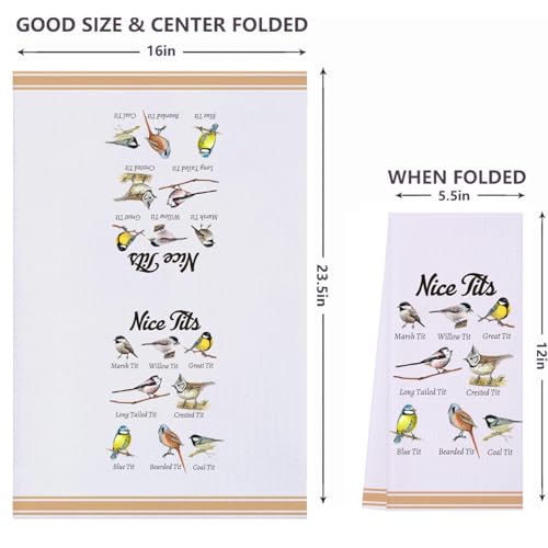 LXOMILL Funny Bird Kitchen Towels Bird Watching Gift for Bird Lovers - color: Nice Tits