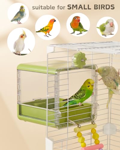 septillar Bird Feeder and Bath for Cage, Hanging Bird Bathtub Bath Shower Box Bowl, Bird Cage Accessories Suitable for Small Medium Birds, Parrots, Lovebirds, Finches, Parakeets, Mannikin (Green) - color: Green
