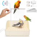 Automatic Parakeet Bird Bath with Pump & Control Valve for Tame Birds | Large Bird Shower Fountain Indoor Bathtub, Parrot Bath Tub Faucet for Pet Birds, Cockatiel, African Grey, Conure, Lovebird - color: White with Control Valve