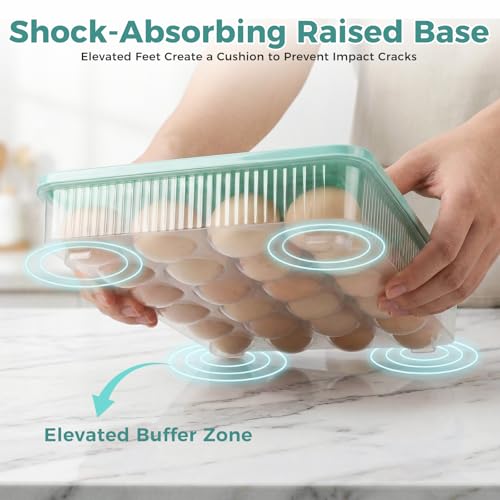 HAKSEN Deviled Egg Containers with Lid, (Set of 2), Deviled Egg Holder Tray Carrier for Refrigerator with 48 Holes, Fridge Stackable Kitchen Portable Countertop Storage