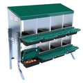 Chicken Nesting Box 8-Compartment – Roll Away Laying Boxes for Hens with Lid Cover & Egg Protection – Heavy Duty Red Poultry Nest Box - color: Green, size: 47.2"L x 17.7"W x 35.4"H
