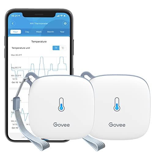 Govee WiFi Thermometer Hygrometer H5179 with App Notification Alert 2 Pack | Humidity temperature sensor, portable. Wireless remote monitor greenhouse, incubator, wine cellar with 2-yr data