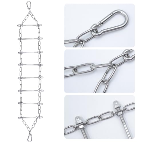 Bird Ladder Bridge, Stainless Steel Hanging Exercise Toy,Cockatiel Toys for Inside Cage, Rustproof & Bite-Proof Metal Ladder for Macaws, Cockatoos, Parakeet, Cockatiel