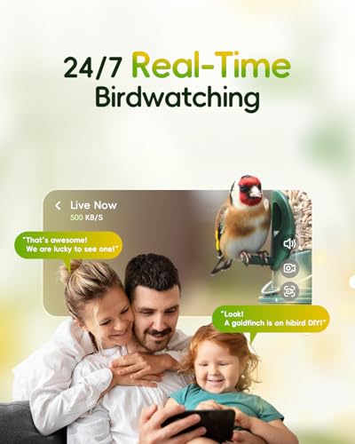 Hibird 4K HD Smart Bird Feeder Camera Solar Powered, 2.4G/5G Dual WiFi Wireless Outdoor, 6X Slow Motion Auto Bird Video Capture, Instant Notifications, AI Identify 10000+ Species for Everyone