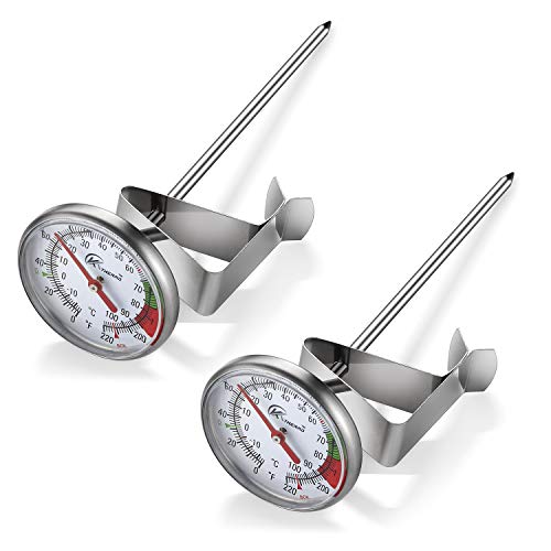 Instand Read 2-Inch Dial Thermometer(2 Pack),Best for The Coffee Drinks,Chocolate Milk Foam - size: 0~220℉(2Pack)