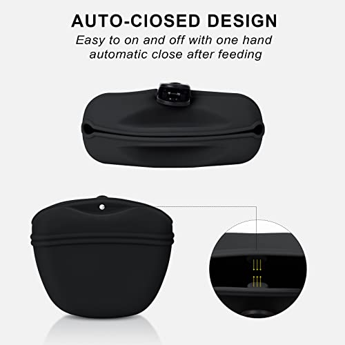 Left&Right Dog Clicker Training Kit,Silicone Dog Training Treat Pouch and Dog Clickers,Dog Treat Bag with Clicker Training for Dogs,Pet Treat Bag with Magnetic Buckle Closing and Waist Clip,Black - color: Black
