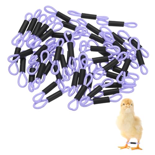 M METERXITY 50-Pack Adjustable Chick Leg Bands, 1.38" x 0.2" Polyester Chicken Leg Brace for Chicks/Ducks/Birds [Light Purple] Poultry Leg Bands - color: LightPurple