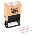 ExcelMark 2445 Date Stamp with Text - Blue and Red Ink (Peach Mount, Custom) - color: Peach Mount, size: Custom