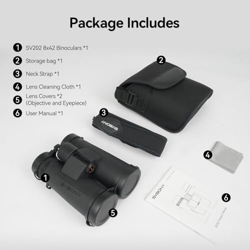 SVBONY Upgraded SV202 8x42 Binoculars for Bird Watching, ED Binoculars Lens | Extra-Low Dispersion Objective Lens, BAK4 & FMC System, 8°+Wide View Angle, IPX7 Waterproof Fogproof for Outdoor Observation - size: 8x42mm