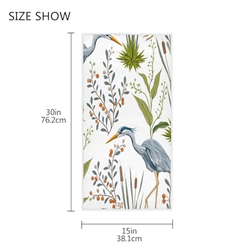 senya Heron Bird Swamp Plants Hand Towel Ultra Soft Luxury Towels for Bathroom 30"x15" - color: Multi 7