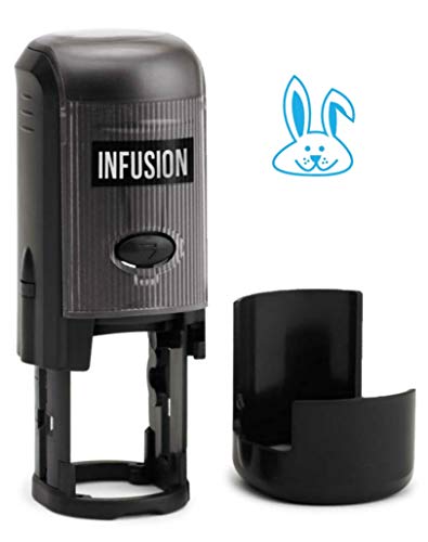 Infusion Round Teacher Stamp, Holiday, 3/4'' Self-Inking Rubber Stamp - Easter Bunny - Sky Blue Ink - color: Easter Bunny