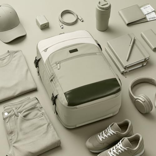 40L Travel Backpack for Women & Men: Flight Approved Carry On Backpack, TSA Personal Item Bag with Water Bottle Pocket, Weekender Essentials Backpacks fits 17" Laptop - Green White - color: Green White, size: X-Large