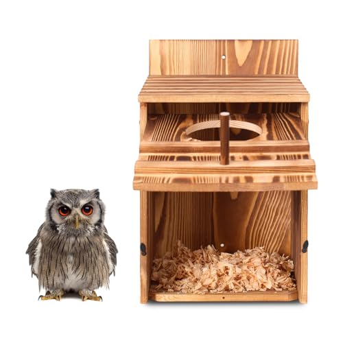 Owl Houses for Outdoors, Sturdy and Durable, Waterproof and Ventilated, Easy to Assemble, Suitable for owl Nesting, Courtyard, Terrace, Garden Decoration, Suitable for Wildlife Enthusiasts