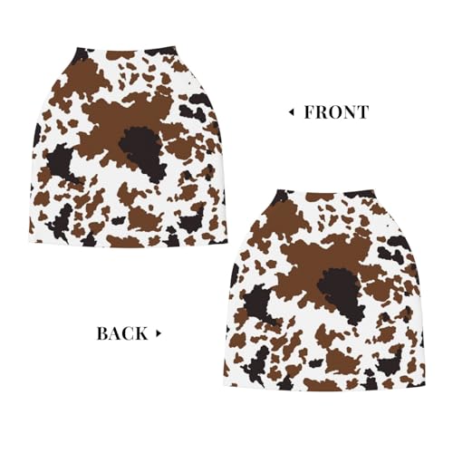 Brown Cow Print Baby Car Seat Covers, Cow Print Western Baby Stuff Multi-use Carseat Canopy for Boys and Girls Stretchy Infant Carseat Cover Shower Gifts - color: brown cow print