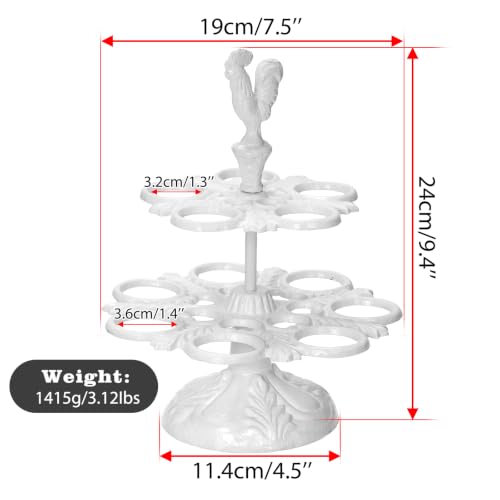 Cast Iron Egg Holder Countertop -12 Eggs Storage Display Rack (White) | Heavy Duty Egg Holder for Kitchen Dinning Decor & Easter Eggs Display, Retro Egg Rack - color: White