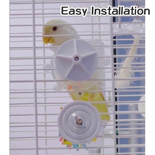 MANON ROSA Bird Toys for Parrots - Spinning Wheel Chew Toy with Rotating Plastic Spinner, Enrichment Puzzle Cage Activity for Parakeets, Conures & Cockatiels - color: 01 Yellow