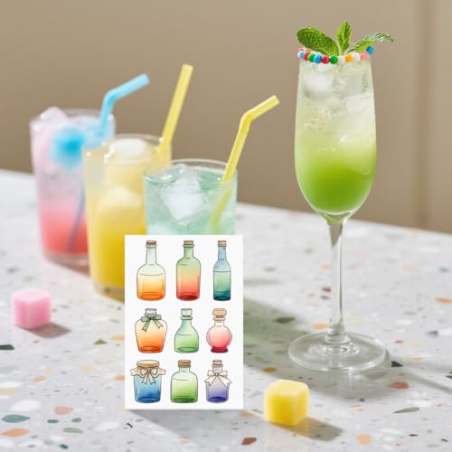CHGCRAFT Various Bottle Style Clear Stamps Glass Bottle and Inkwell Silicone Stamp Seal for DIY Scrapbooking and Card Making Paper Craft Decor 6.3 × 4.3 Inch - style: Bottle