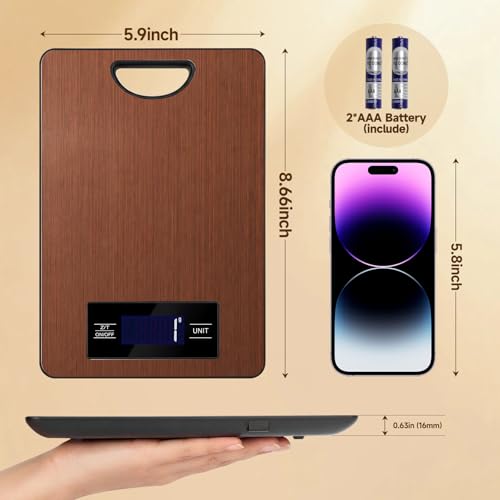 Food Scale, Digital Kitchen Scale with Hanging Loop, 11lb Baking Scale | 1g Accuracy, g/oz,etc.5 Unit Conversion, Tare Function, Fingerprint-Resistant Steel, Suitable for Cooking, Baking ,Meal Prep - color: Red