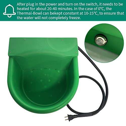 Automatic Heated Waterer Bowl for Dogs &Livestock,100W Heating Power | 4L Outdoor Pet Thermal-Bowl,Float Controlled,For Horse,Dog,Cat,Chicken,4ft Chew-Resistant Cord,Freeze proof
