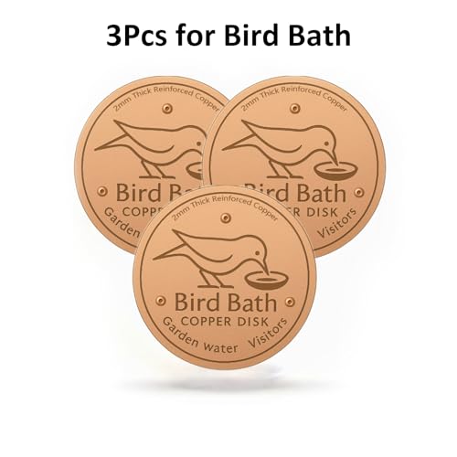 3 Pcs Heated Bird Bath Copper Disks for Outdoor Use | Solar Powered Warmth Disks for Bird Baths Decks Railings Stands Gardens Patios and Winter Outdoor Bird Care