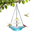 Hanging Solar Bird Bath Fountain,Solar Fountain Cascade, Hanging Bird Bath with Water for Outdoors Garden Patio Backyard Lawn Decor (Blue)