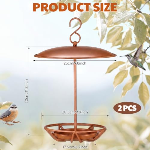2 Pcs Cylinder Bird Feeder Outdoor Seed Cake Feeder Metal Suet Cake Holder Backyard Wild Bird Feeding Feeders for Outdoors Garden (Brown) - color: Brown