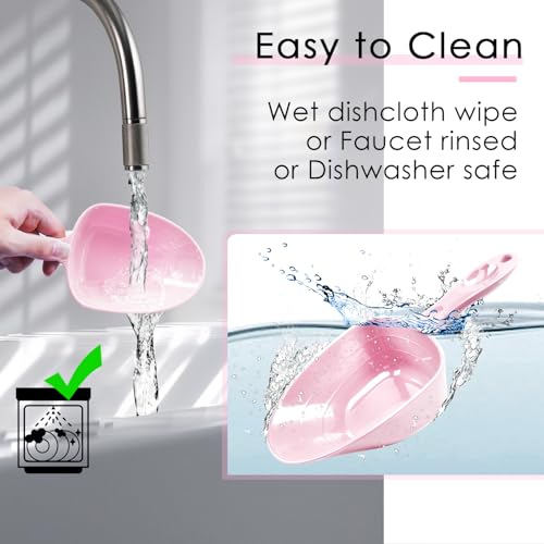 Melamine Pet Food Measuring Scoop, 1 Cup 1/2 Cup 1/4 Cup with Clear Measurement Lines for Dog, Cat, Bird, and Rabbit, Durable, Ergonomic Handle, Dishwasher safe-Pink - color: Pink