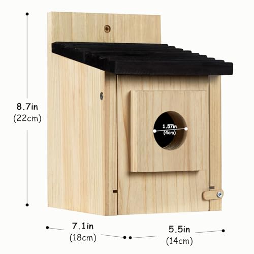 Bird House for Outside - Wooden Bluebird House with Predator Guard - Outdoor Bird Nesting Box for Finch, Cardinals - Hanging Birdhouse for Watching Wild Bird