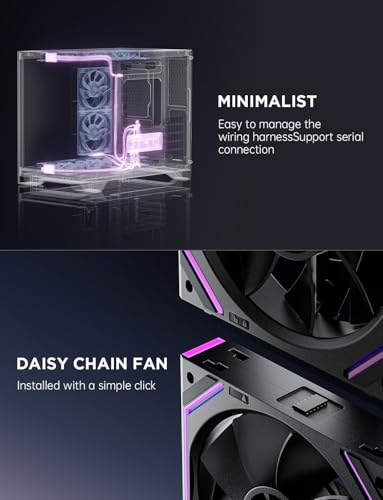 Asiahorse Dawn 120mm Case Fan, ARGB PWM 1850RPM/71CFM Airflow, Forward & Reverse Blade Design, Low Noise, Precision HDB Bearings High Performance UNI PC Fan Modular Daisy Chain - color: Black, size: 1-pack-Reverse blade