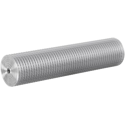 VEVOR Hardware Cloth, 1/2 inch 24in x 25 ft 19 Gauge, Hot Dipped Galvanized Wire Mesh Roll, Chicken Wire Fencing, Wire Mesh for Rabbit Cages, Garden, Small Rodents - size: 24'' x 25'