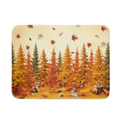 Autumn Forest Dish Drying Mat - Welcome Fall Fox Drying Pad for Counter Wildlife Dish Drainer Mat Cabin Animal Kitchen Accessories 18 X 24 Inch - color: Autumn Forest Yellow, size: 24" x 18"