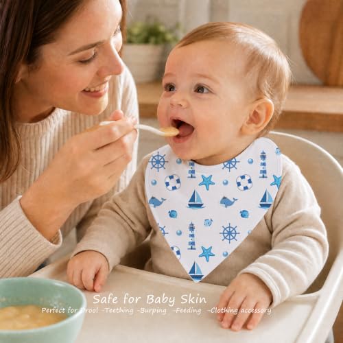 Baby Organic Cotton Teething Cloth Newborn Baby Burp Cloth Bandana Drool Cloth for Drooling Cotton Baby Gifts - color: Ocean Animal
