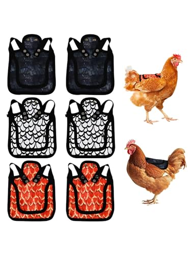6pcs Chicken Saddles for hens, Adjustable Chicken Back & Side Saddles Waterproo-f Hen Sweater Aprons Vest Jacket