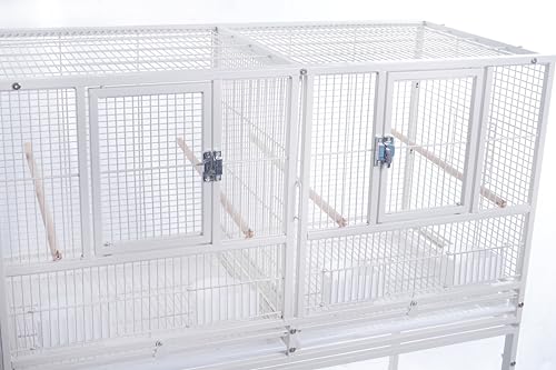 1F/2F/3F Stackable Center Divided Breeder Breeding Bird Flight Double Rolling Cage for Aviaries Canaries Cockatiels Lovebirds Finches Budgies Small Parrots. (White Vein, 1F) - color: White Vein