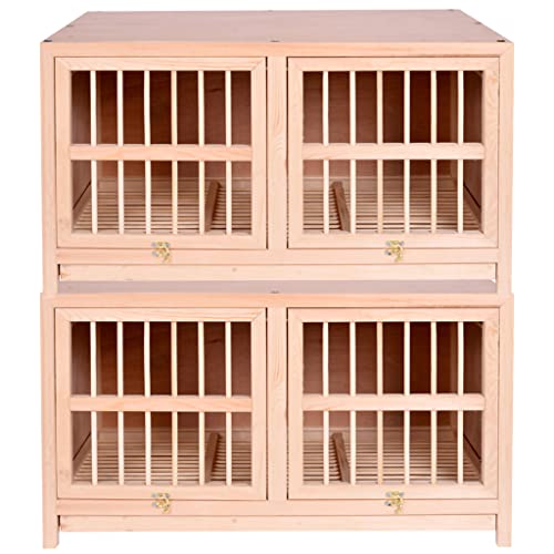 Bird Cage Large Size Solid Wood Pigeon Pairing Cage, Indoor Pigeon Nest Box with Pull Out Tray, Easy to Clean, Need to Install(Natural,31.5IN*2) - size: 31.5"L x 15.7"W x 17.7"H | 2 Count