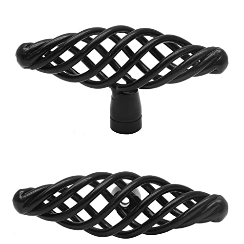Jiozermi 12 Pack Oval Birdcage Cabinet Knobs, 3" Length, Flat Black | 3" Length Birdcage Drawer Pulls, Iron Bird cage Cabinet Handles, Flat Black - size: 3 inch, Oval