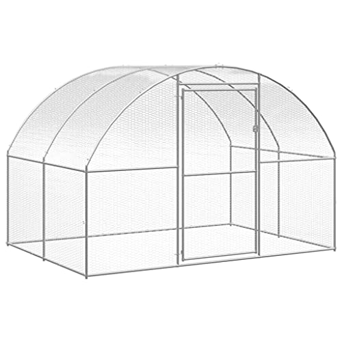 9.8x9.8x6.6 ft Silver Galvanized Steel Chicken Coop Outdoor Kennel for Backyard Poultry, Spacious Duck House with Durable Run, Easy-Assembly Metal Pen for Garden and Farm Use - color: Silver-B, size: 9.8 x 9.8 x 6.6 ft (W x L x H)