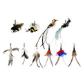 TTcat 10 Pack Cat Wand Toy Replaceable Refills, Realistic Bird Bee Insect Natural Feather Attachments with Bells, Detachable Clip-on Teaser Replacement for Cat Wand. - color: 10Pcs Clasic Refills