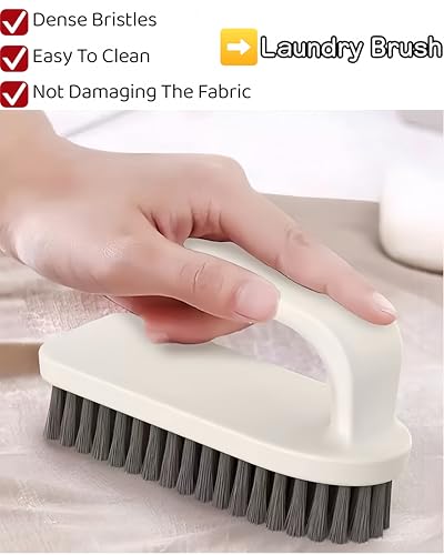 2 Pack Scrub Brush Laundry Cleaning Brush Soft Bristle Household Cleaning Brushes Carpet Brush Upholstery Brush Small Scrubbing Brush Stain Remover Brushes for Fabric,Hat,Clothes,Bag & More
