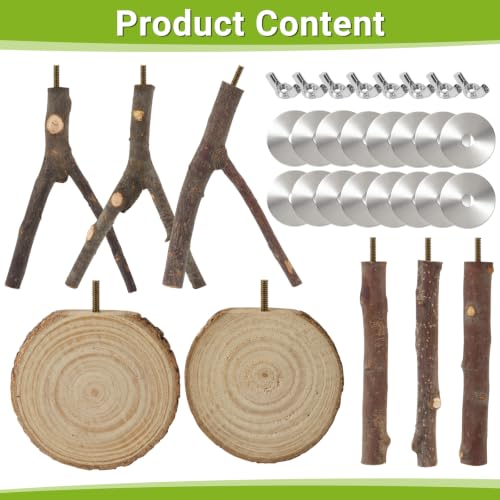 8 Pack Natural Wood Bird Perches for Cage, Wooden Parrot Perch | Wooden Parrot Stand Platforms, Hardwood Branches, Climbing & Chew Toy for Bird Cage Accessories, Ideal for Parakeets, Budgies - size: Medium Size-8 Pack