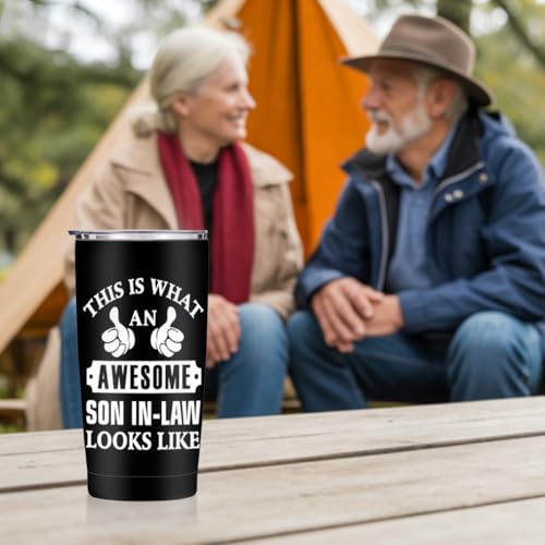 Jztco Son in Law Gifts for Women 20 oz Tumbler, Stainless Steel Insulated | Inspirational Gifts Travel Coffee Mugs Water Bottle, Father's Day Birthday Gifts for Son in Law - color: Multi 1465